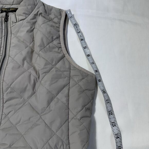 Gray Quilted Vest Jacket Full Zip Womens Small Pockets Mid Neck Puffer Preppy - Picture 5 of 16